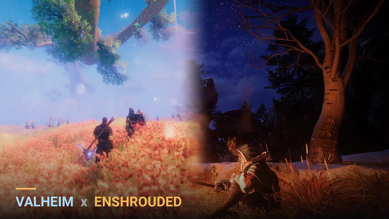 Valheim and Enshrouded 1.0 key art
