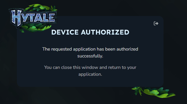 Device Authorized success message