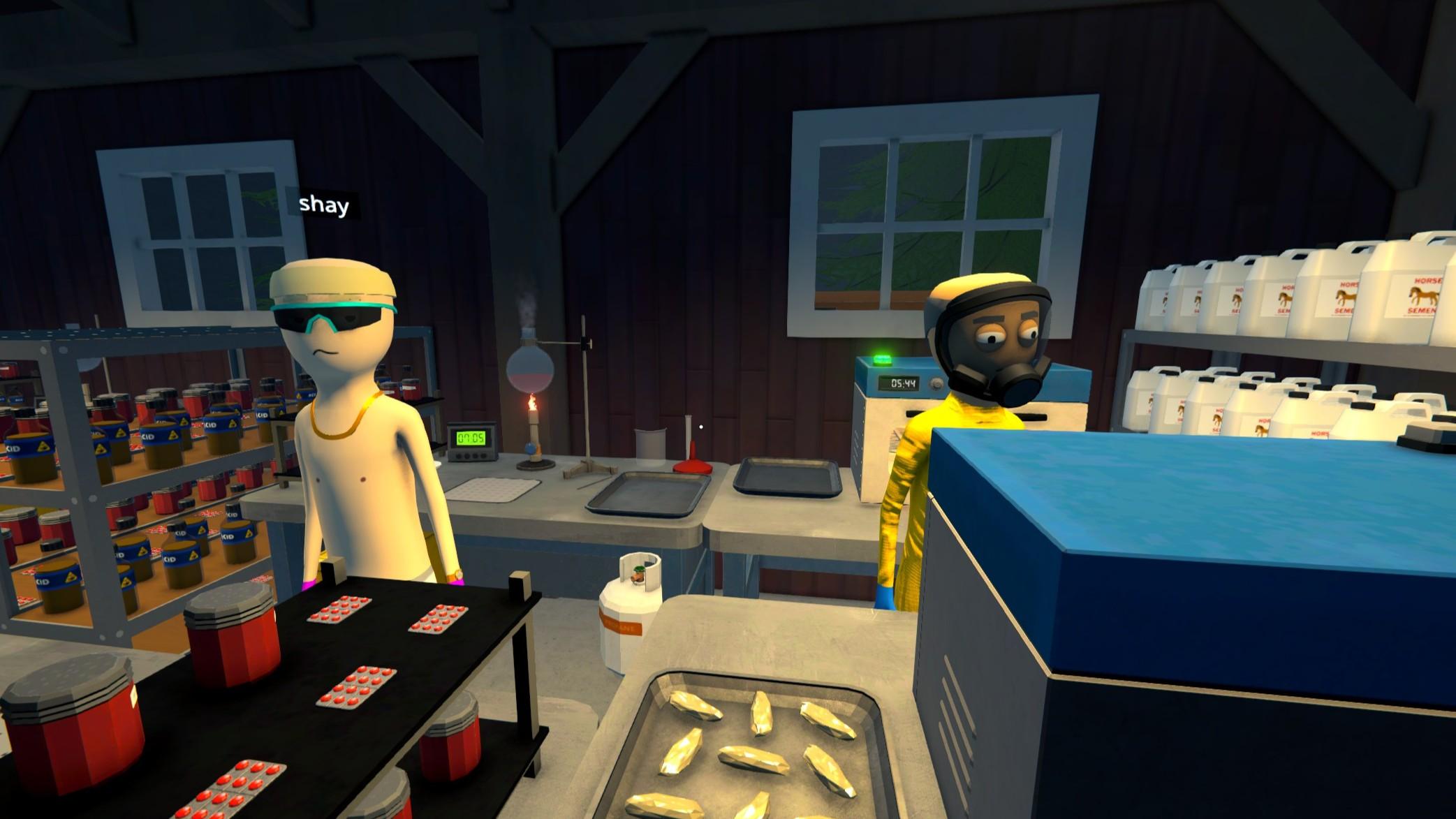 shay doing nothing while a worker cooks m*th in the lab oven