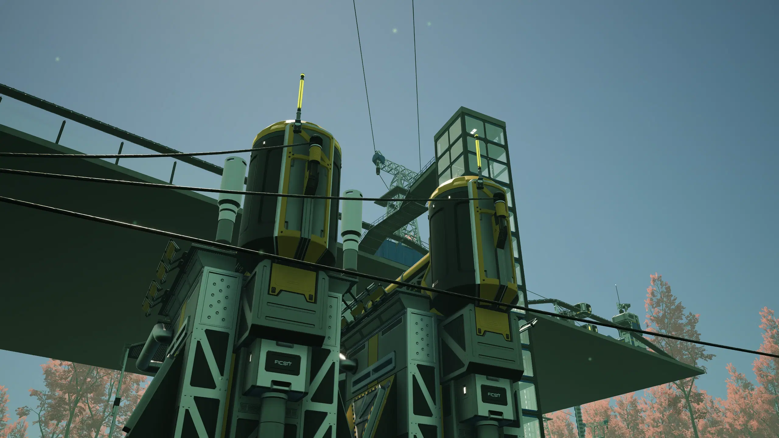 Large oil refinery setup in Satisfactory running on 1.2 experimental branch