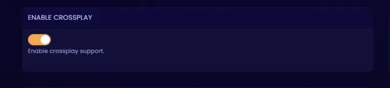Enable Crossplay toggle in the EVLBOX Nitro Panel server settings