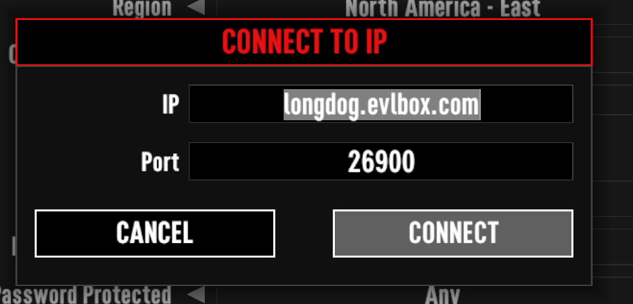 7 Days to Die Connect to IP fields at the bottom of the Join a Game screen