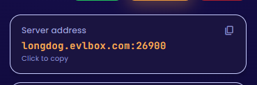 Nitro panel Console tab showing the server address and port