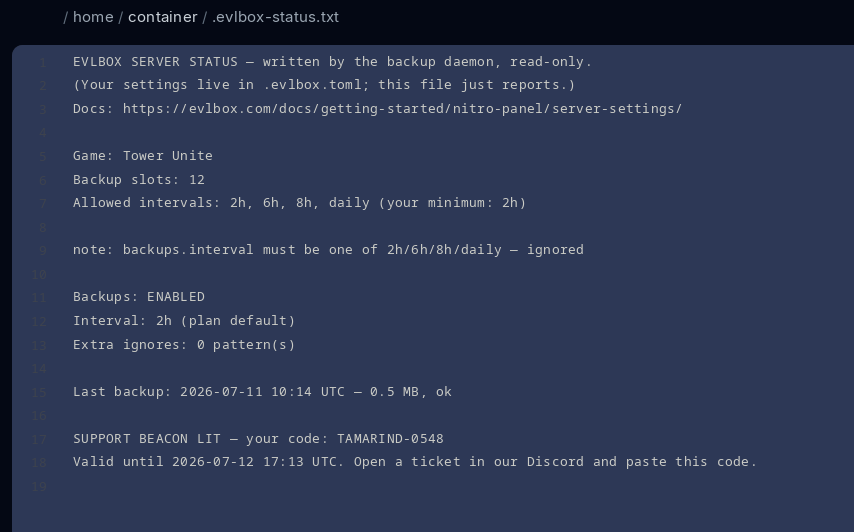 status-file-showing-support-beacon-lit