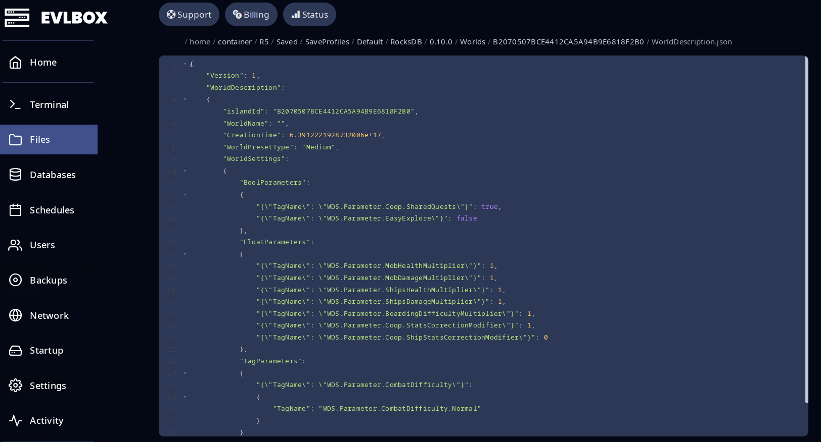 WorldDescription.json open in the Nitro file editor